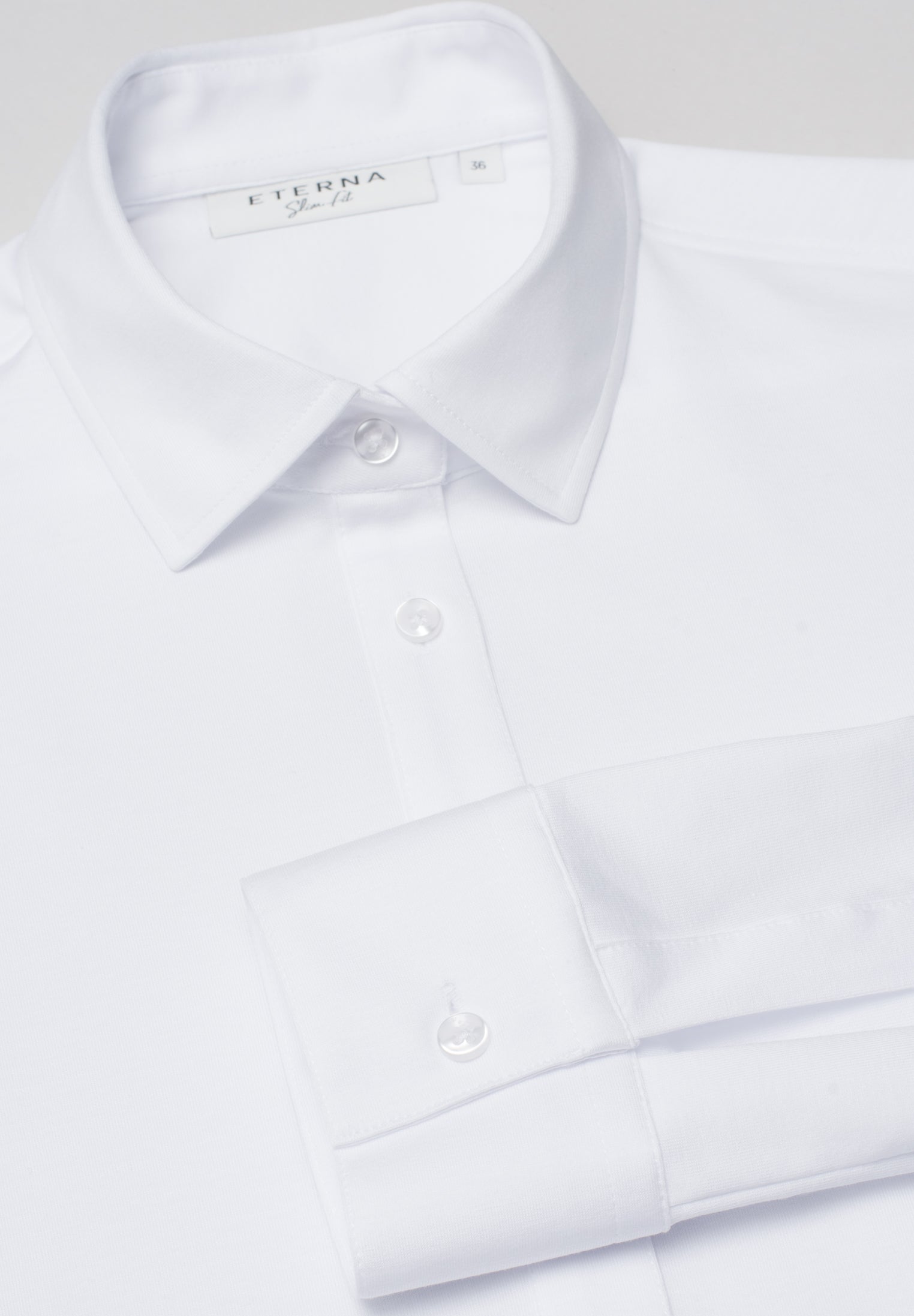 ETERNA Slim Fit Langarm Bluse - Pearl Cotton Mist - 5213 DY16.00