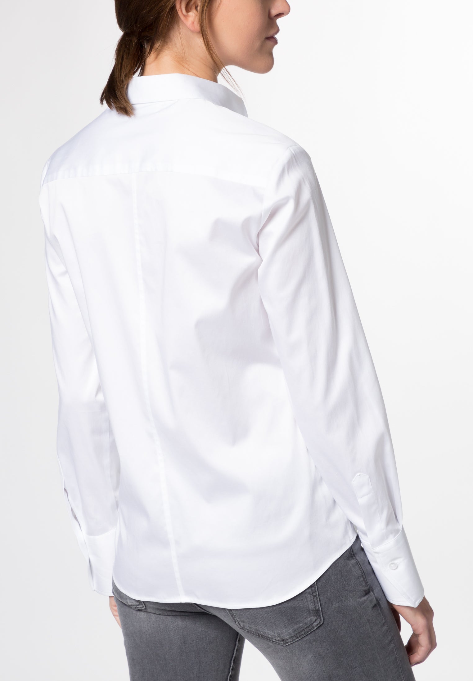 ETERNA MODERN CLASSIC Langarm Bluse - Pearl Cotton White - 5352 D708.00 von Eterna