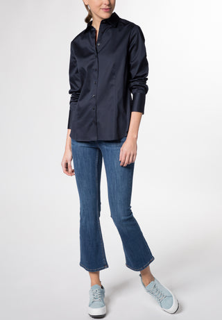 ETERNA MODERN CLASSIC Langarm Bluse - Midnight Navy Silk - 5352 D708.19