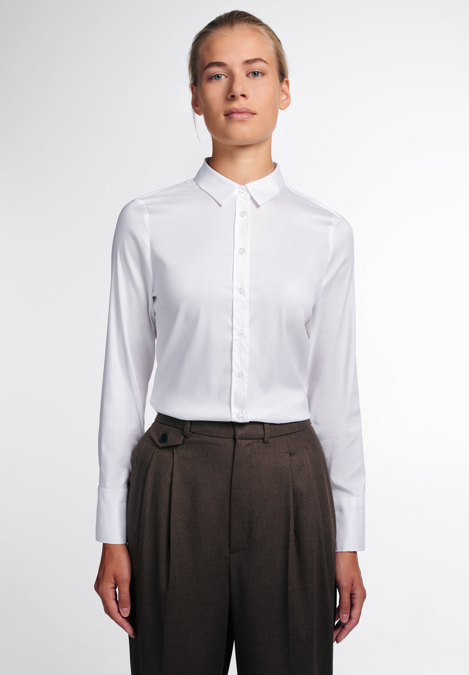 ETERNA FITTED Performance Shirt Langarm Bluse - Arctic Whisper Twill - 5377-00-DF04 von Eterna