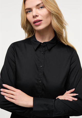 ETERNA FITTED Performance Shirt Langarm Bluse - Midnight Twill Black - 5377-39-DF04