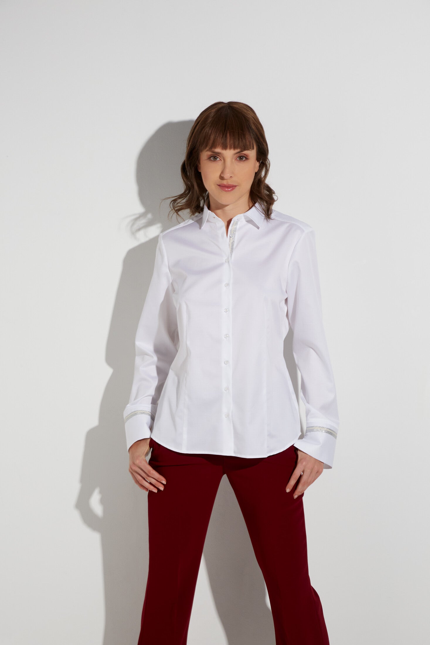 ETERNA REGULAR FIT Langarm Bluse - Crystal Linen White - 5585-00-D928 von Eterna