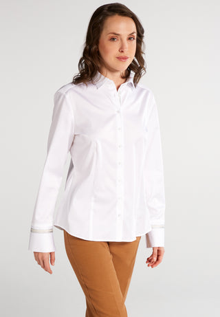 ETERNA REGULAR FIT Langarm Bluse - Crystal Linen White - 5585-00-D928