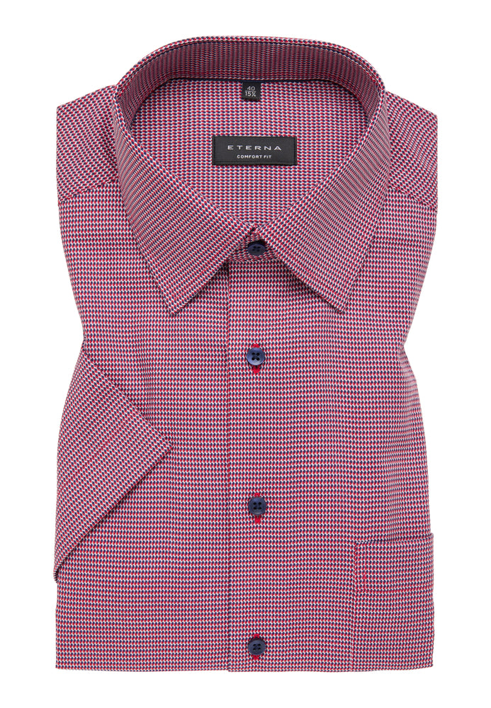 ETERNA COMFORT FIT Kurzarm Hemd - Redwood Houndstooth - 8038-56-K18E