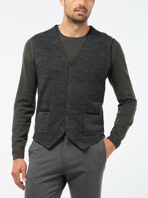 PIERRE CARDIN Voyage Strickweste - Dusk Texture Black - 55627 92536.2000