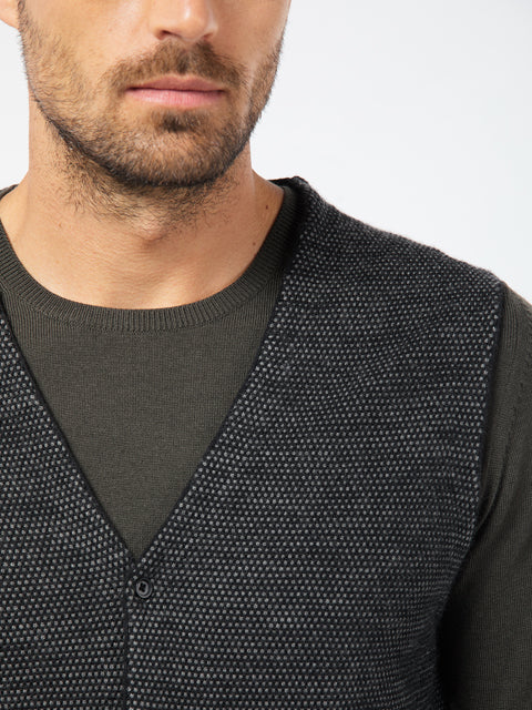 PIERRE CARDIN Voyage Strickweste - Dusk Texture Black - 55627 92536.2000 von Pierre Cardin