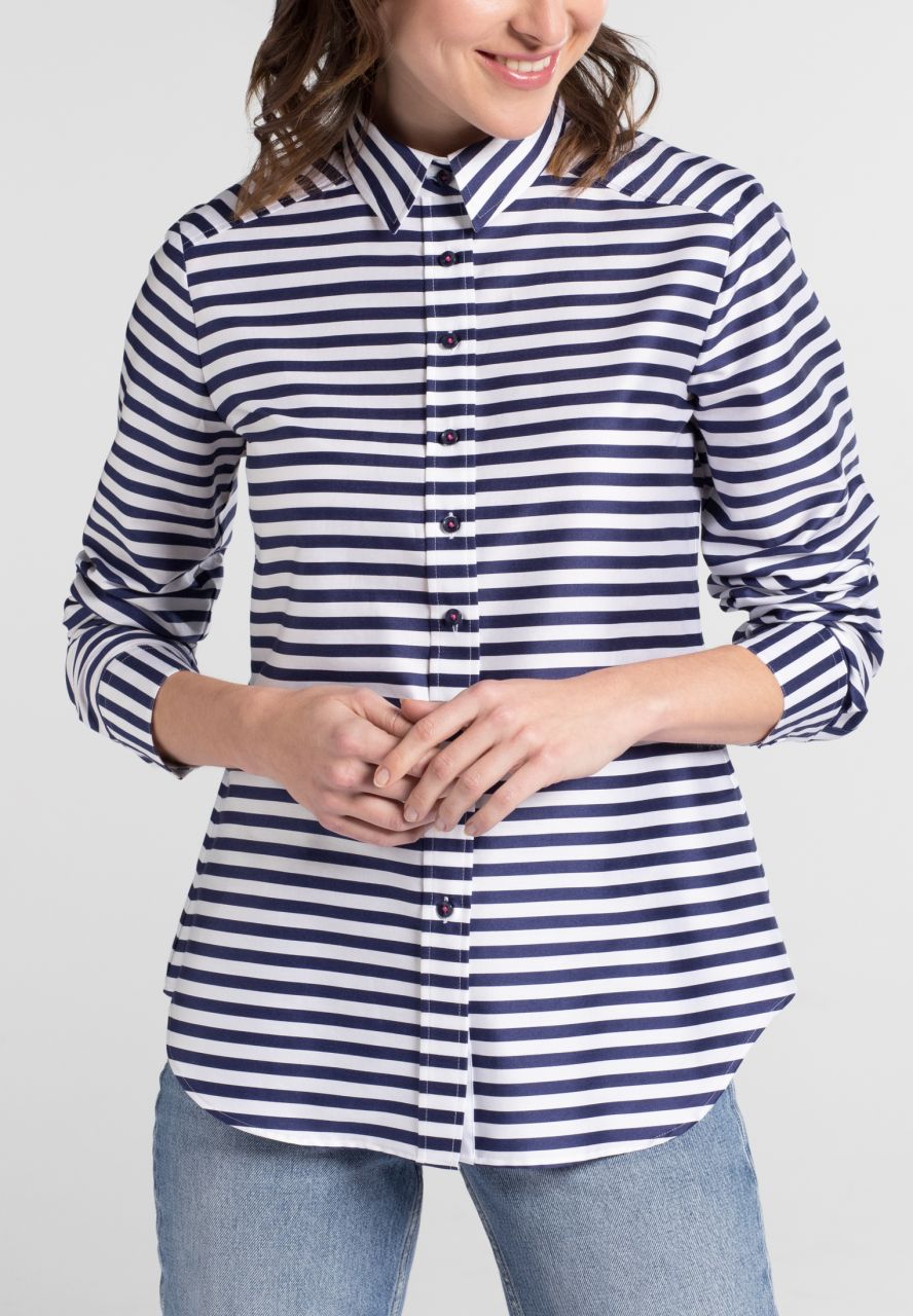 ETERNA MODERN CLASSIC Langarm Bluse - Deep Navy Stripe - 6094 D348.19 von Eterna
