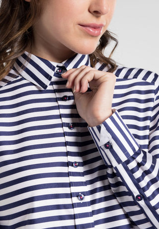 ETERNA MODERN CLASSIC Langarm Bluse - Deep Navy Stripe - 6094 D348.19