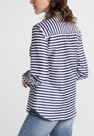 ETERNA MODERN CLASSIC Langarm Bluse - Deep Navy Stripe - 6094 D348.19