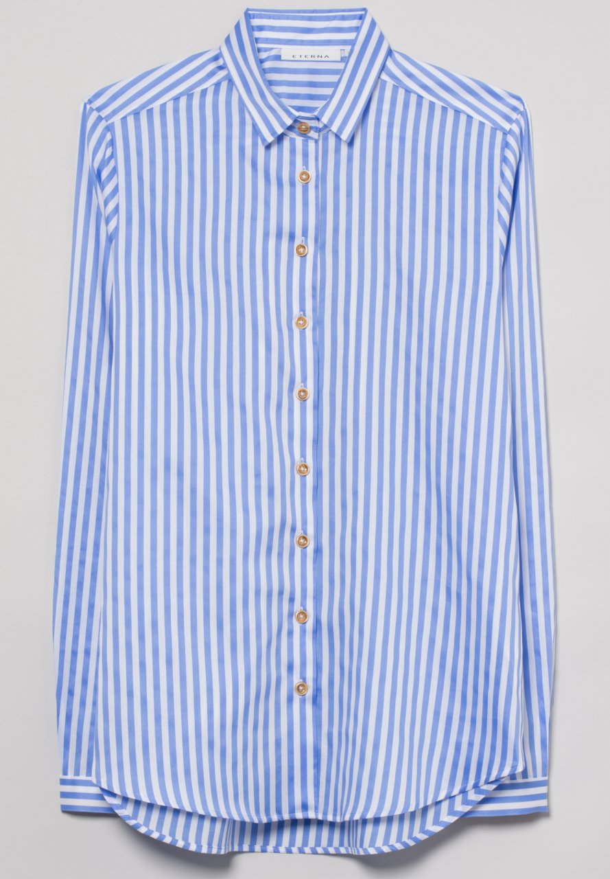 ETERNA MODERN CLASSIC Langarm Bluse - Ocean Mist Stripes - 6249 D721.15