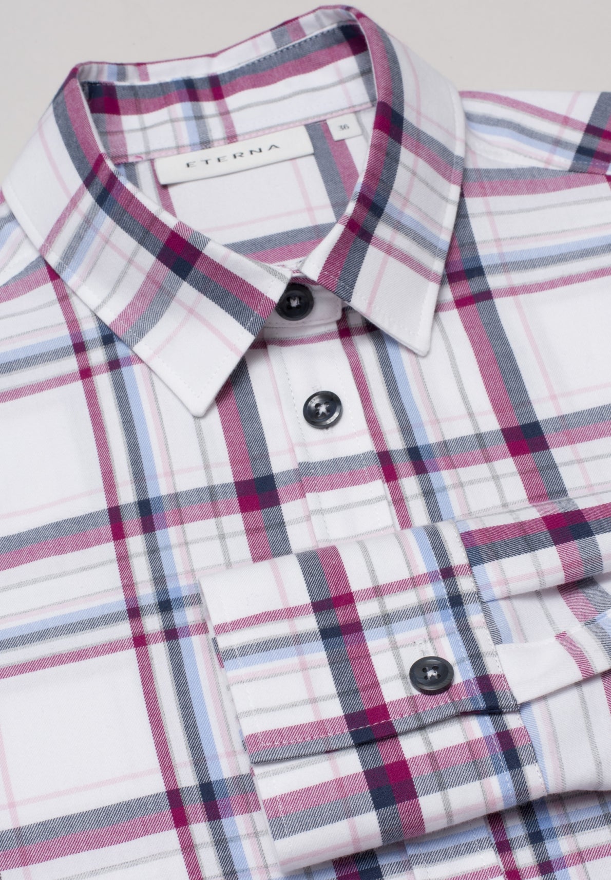 ETERNA MODERN CLASSIC Flanellbluse - Raspberry Navy Check - 6264 D780.56