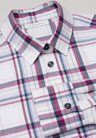 ETERNA MODERN CLASSIC Flanellbluse - Raspberry Navy Check - 6264 D780.56