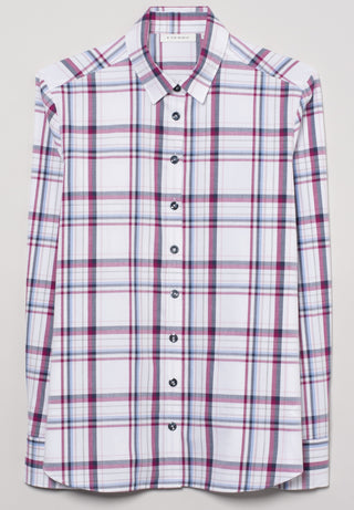 ETERNA MODERN CLASSIC Flanellbluse - Raspberry Navy Check - 6264 D780.56