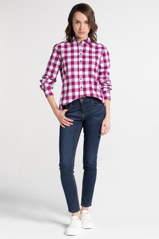 ETERNA MODERN CLASSIC Flanell Bluse - Lilac Checklight - 6266 D614.56