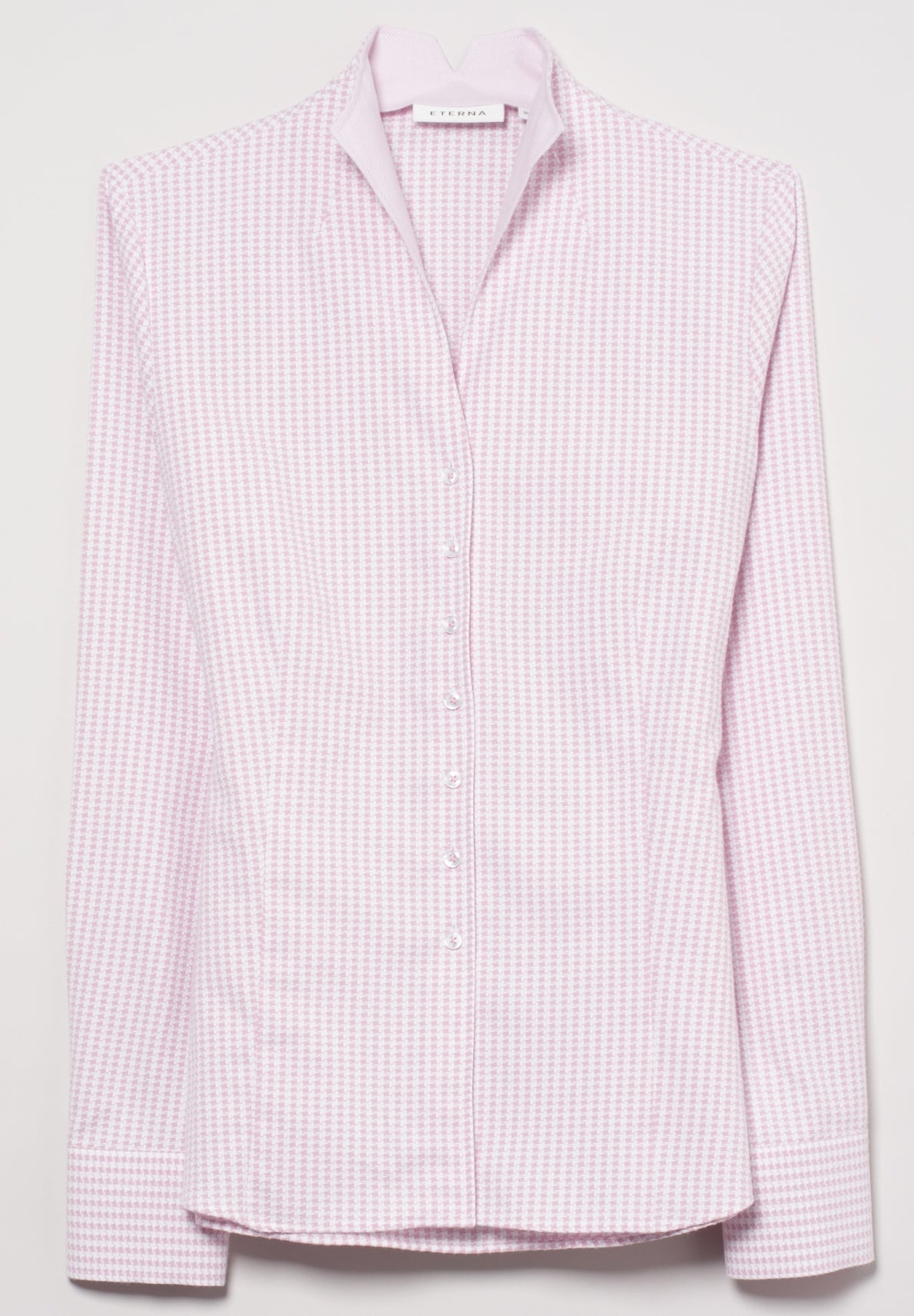 ETERNA MODERN CLASSIC Flanell Bluse - Blush Houndstooth Pink - 6267 D775.51 von Eterna