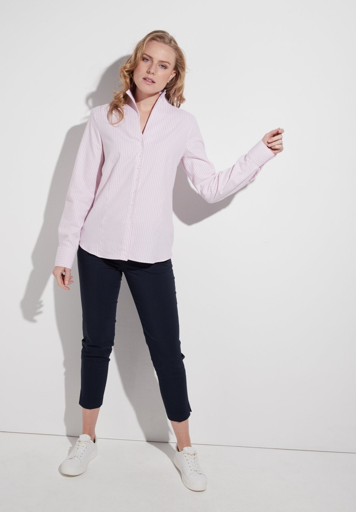 ETERNA MODERN CLASSIC Flanell Bluse - Blush Houndstooth Pink - 6267 D775.51 von Eterna