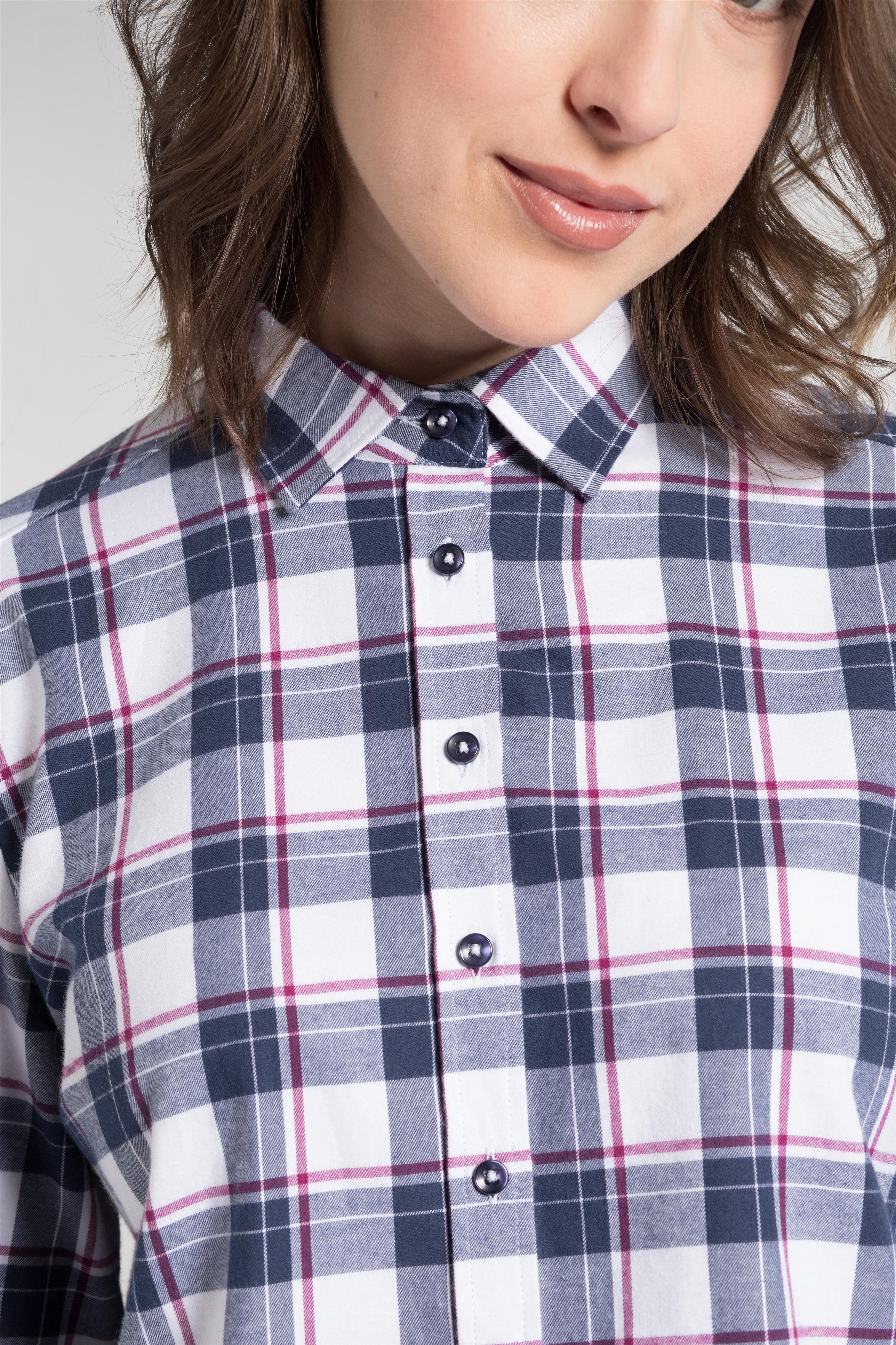 ETERNA MODERN CLASSIC Flanell Bluse - Blueberry Checkboard - 6268 D614.19
