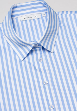 ETERNA Einsteckkragen Bluse - Sky Stripe White - 6299-12-A766