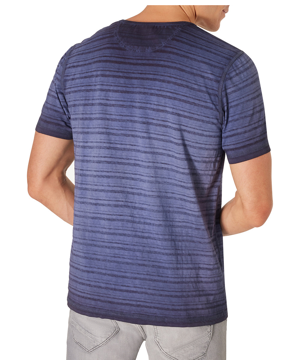 PIONEER Henley Kurzarm T-Shirt - Starlit Indigo Stripe - 60093 2000.6872 von Pioneer
