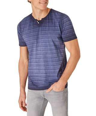 PIONEER Henley Kurzarm T-Shirt - Starlit Indigo Stripe - 60093 2000.6872