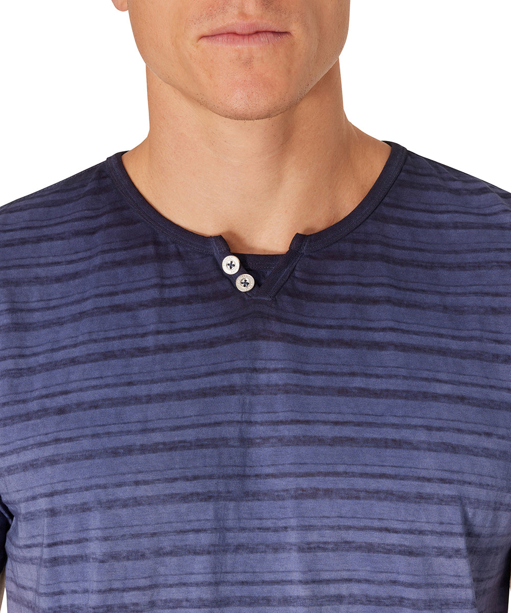 PIONEER Henley Kurzarm T-Shirt - Starlit Indigo Stripe - 60093 2000.6872 von Pioneer