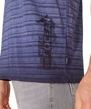 PIONEER Henley Kurzarm T-Shirt - Starlit Indigo Stripe - 60093 2000.6872