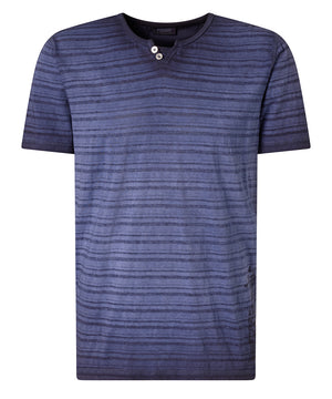 PIONEER Henley Kurzarm T-Shirt - Starlit Indigo Stripe - 60093 2000.6872