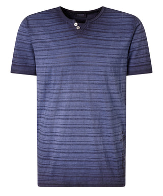 PIONEER Henley Kurzarm T-Shirt - Starlit Indigo Stripe - 60093 2000.6872