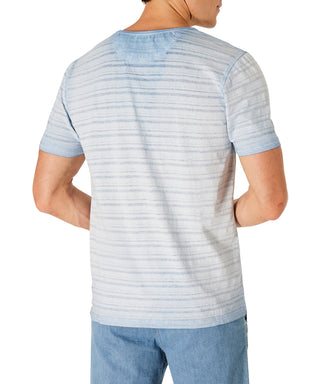 PIONEER Kurzarm T-Shirt Henley - Glacier Stripe Wash - 60093 2000.6877