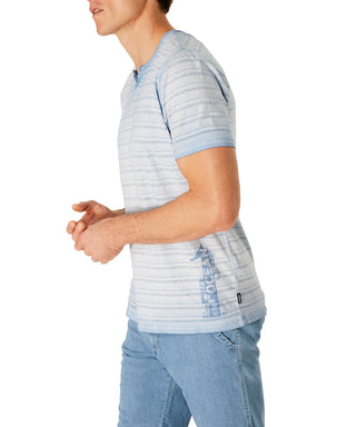 PIONEER Kurzarm T-Shirt Henley - Glacier Stripe Wash - 60093 2000.6877