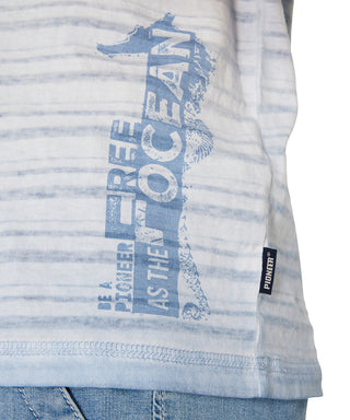 PIONEER Kurzarm T-Shirt Henley - Glacier Stripe Wash - 60093 2000.6877