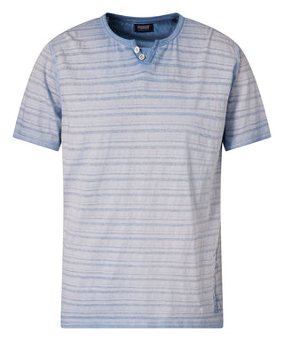 PIONEER Kurzarm T-Shirt Henley - Glacier Stripe Wash - 60093 2000.6877