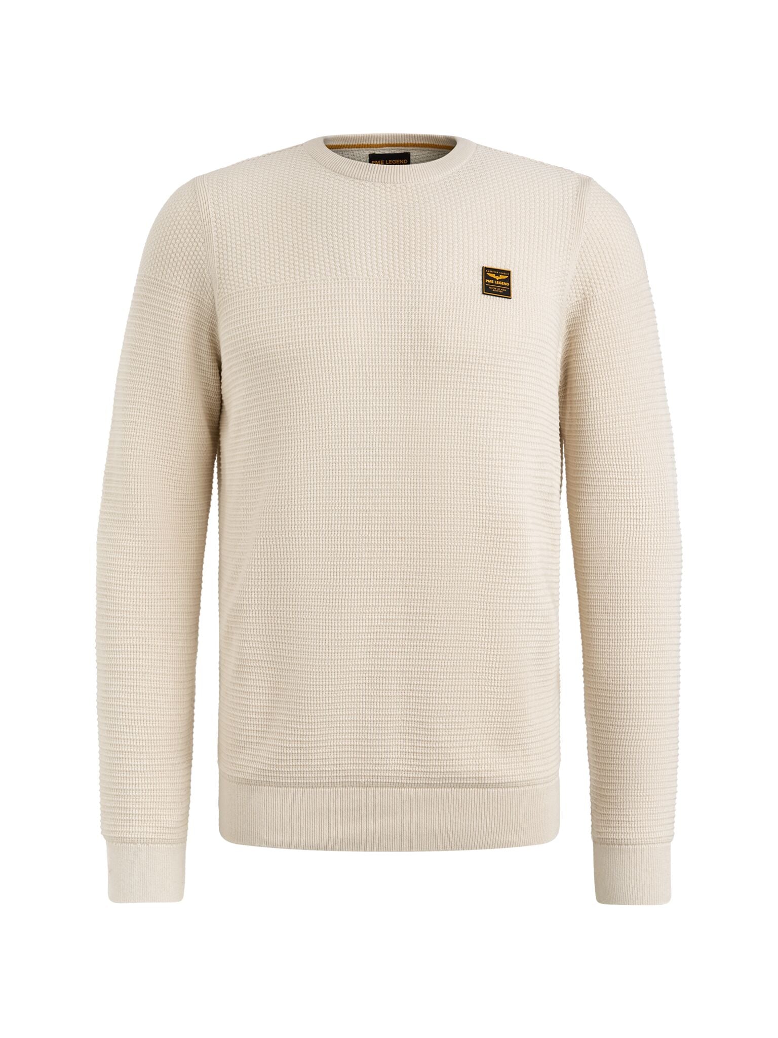 PME LEGEND Rundhals Strickpullover - Cream Sand Texture - PKW2410300-7013