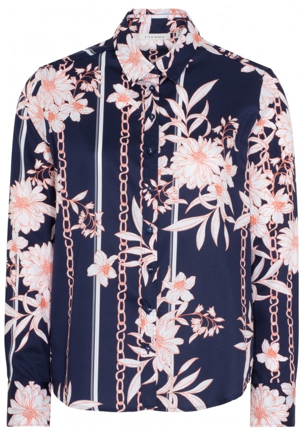 ETERNA MODERN CLASSIC Bluse - Rose Chain Floral Navy - 7252 D780.19