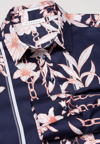 ETERNA MODERN CLASSIC Bluse - Rose Chain Floral Navy - 7252 D780.19