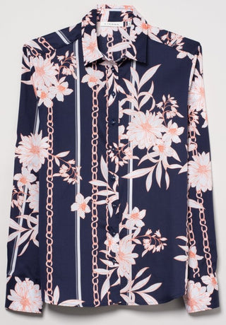 ETERNA MODERN CLASSIC Bluse - Rose Chain Floral Navy - 7252 D780.19