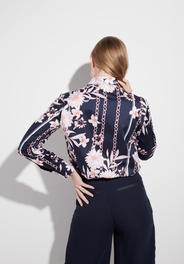 ETERNA MODERN CLASSIC Bluse - Rose Chain Floral Navy - 7252 D780.19 von Eterna