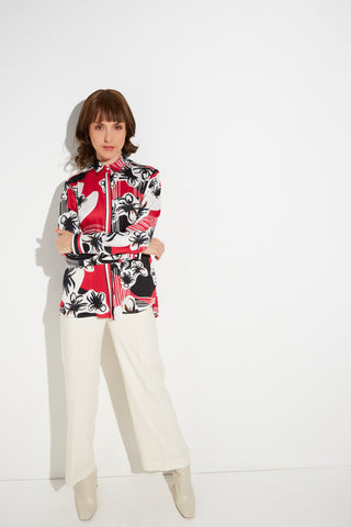ETERNA Loose Fit Langarm Bluse - Ruby Bloom Stripe - 7424-54-D932