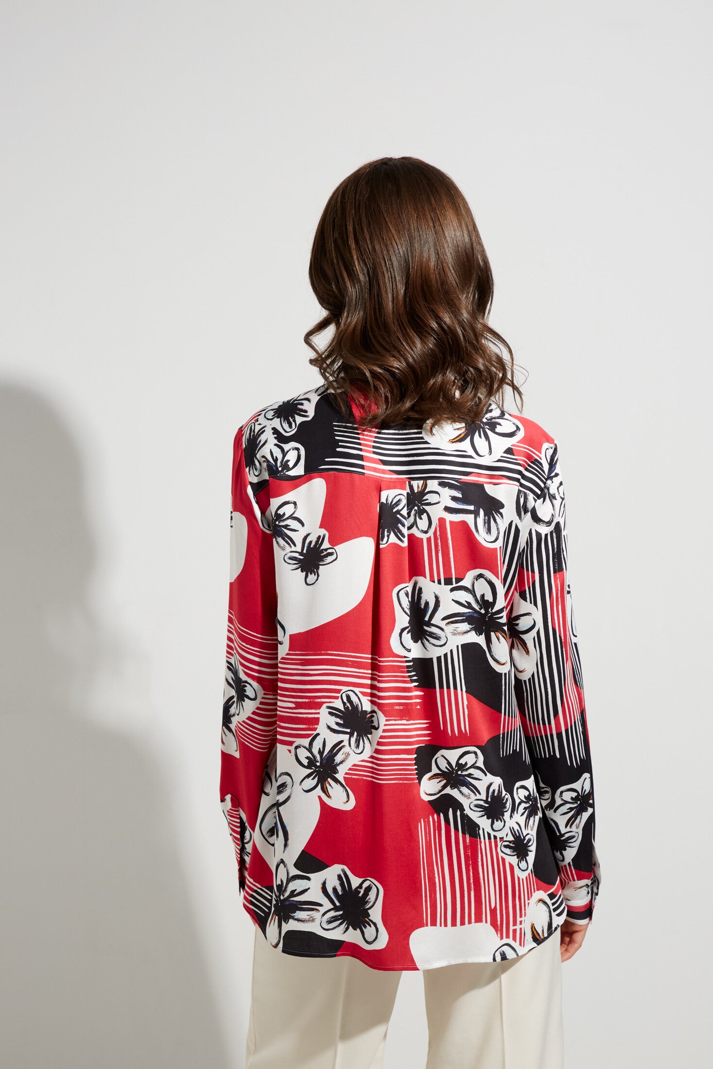ETERNA Loose Fit Langarm Bluse - Ruby Bloom Stripe - 7424-54-D932 von Eterna