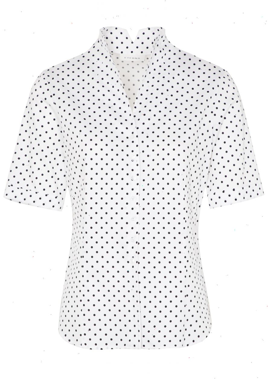 ETERNA MODERN CLASSIC Halbarm Bluse - Dotted Seaside White - 7871 H775.39
