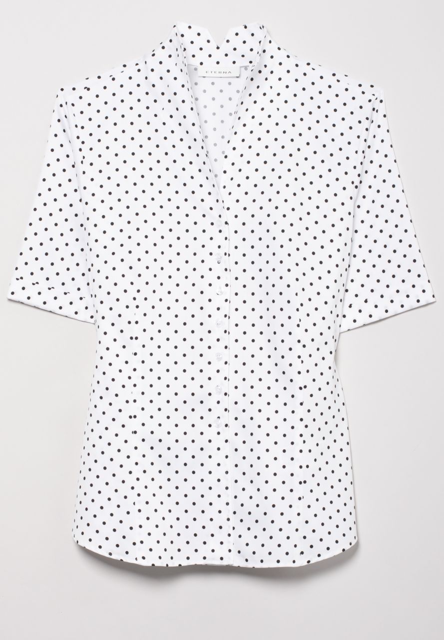 ETERNA MODERN CLASSIC Halbarm Bluse - Dotted Seaside White - 7871 H775.39