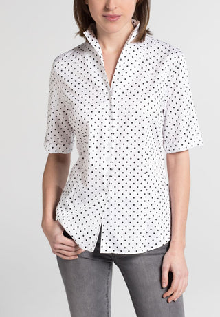 ETERNA MODERN CLASSIC Halbarm Bluse - Dotted Seaside White - 7871 H775.39