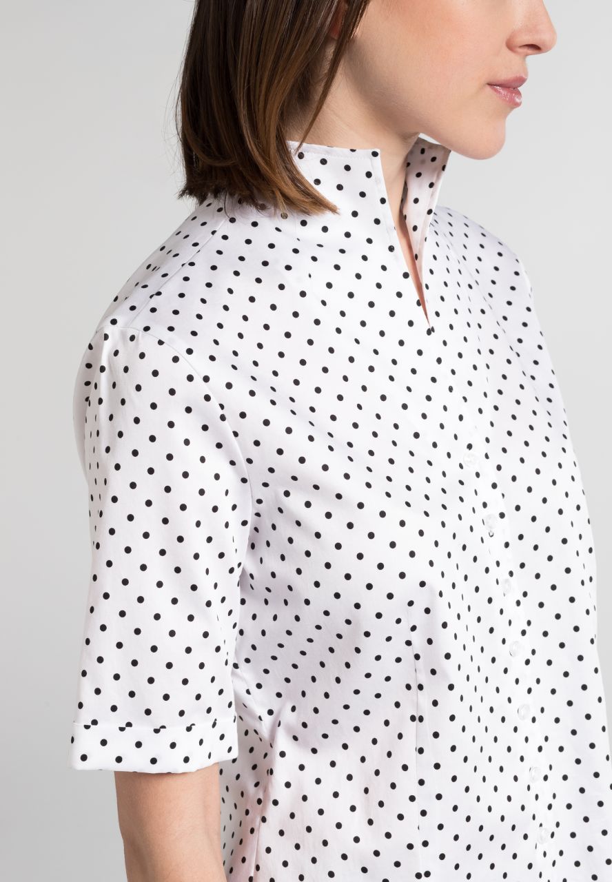 ETERNA MODERN CLASSIC Halbarm Bluse - Dotted Seaside White - 7871 H775.39 von Eterna