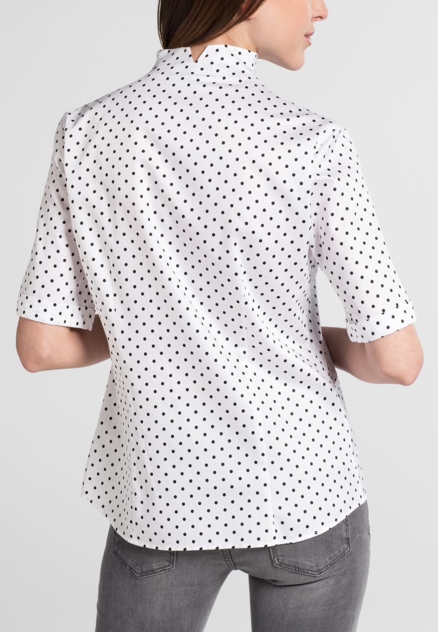 ETERNA MODERN CLASSIC Halbarm Bluse - Dotted Seaside White - 7871 H775.39 von Eterna