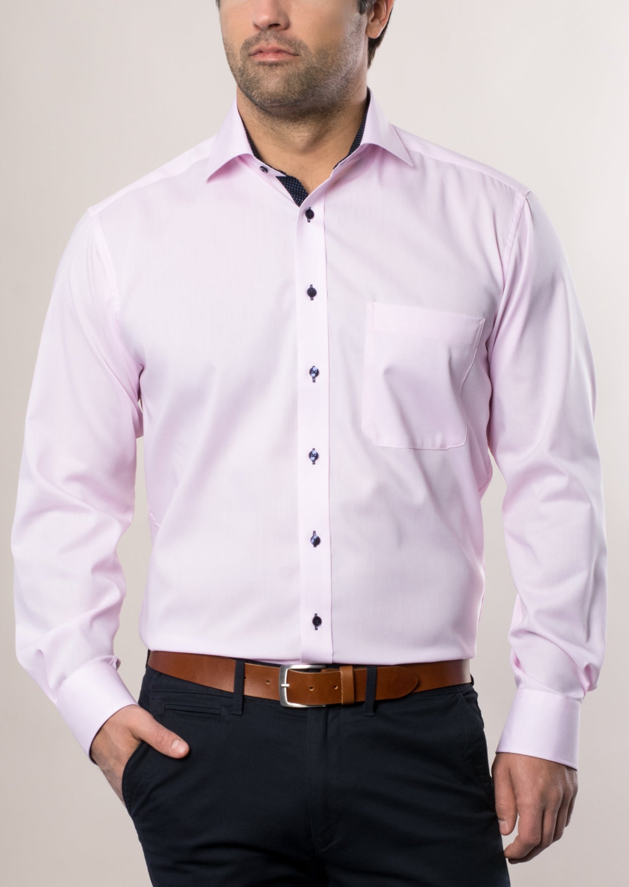 ETERNA COMFORT FIT Langarm Hemd - Blush Horizon Pink - 8100-50-E137 von Eterna