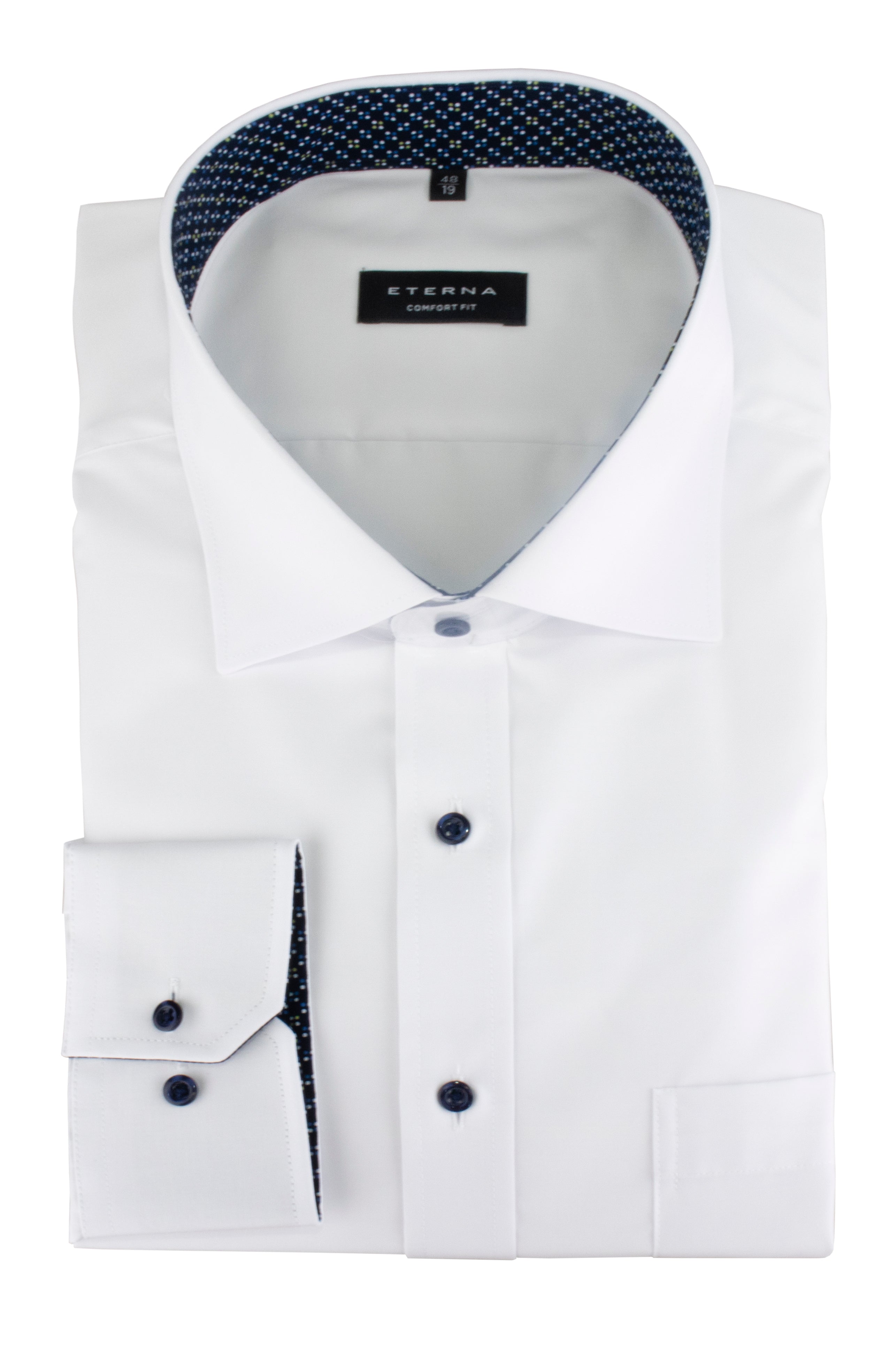 ETERNA COMFORT FIT Langarm Hemd - Starry Sapphire White - 8507-72-E147