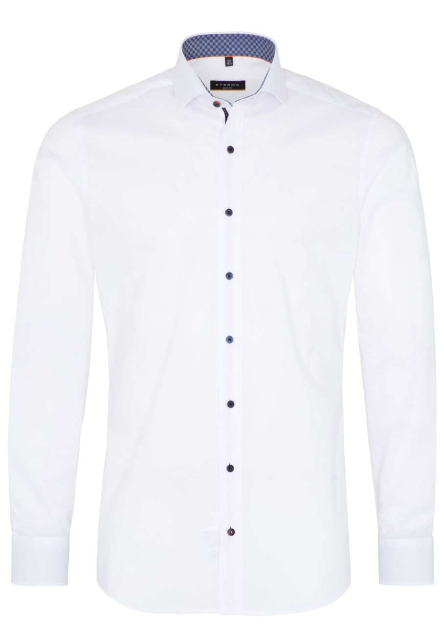 ETERNA SLIM FIT Langarm Hemd - Crisp White Check - 8585-00-F142