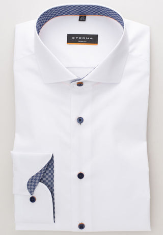 chemise à manches longues eterna slim fit blanc 8585-00-f142