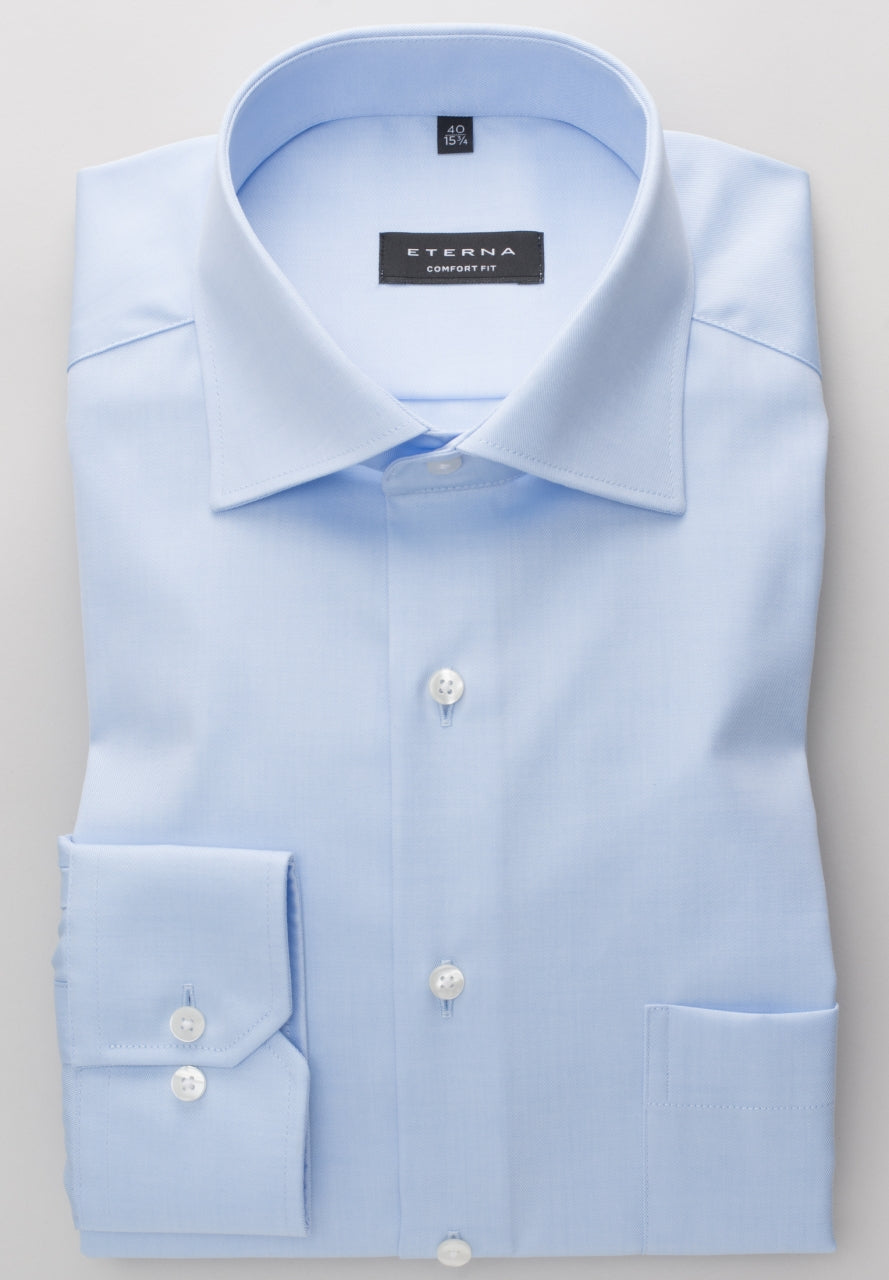 ETERNA COMFORT FIT COVER SHIRT TWILL Langarm Hemd hellblau 8817-10-E19K von Eterna