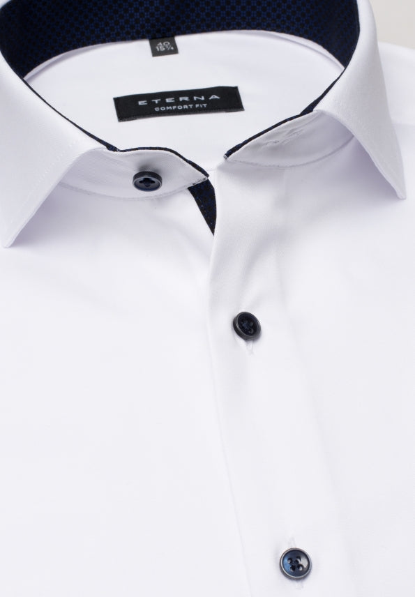 eterna comfort fit chemise à manches longues en sergé blanc-noir moderne 8819-00-e15v von Eterna